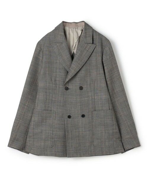 TOMORROWLAND / トゥモローランド テーラードジャケット | シェットランドウール ダブルブレステッド 4Bジャケット（18 グレーチェック）