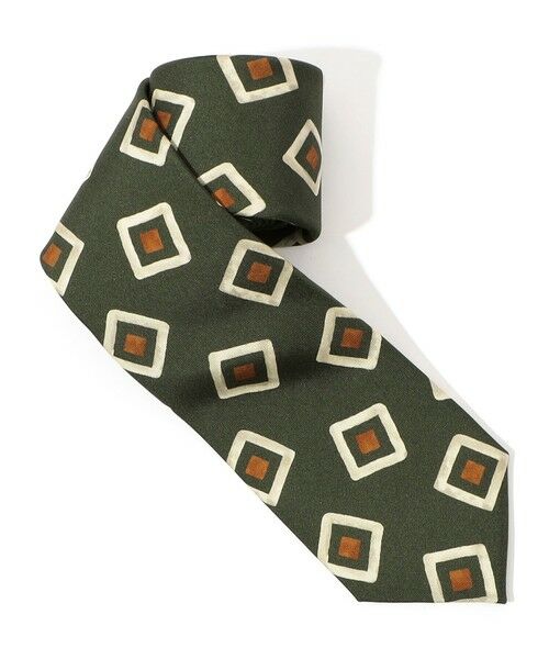 TOMORROWLAND / トゥモローランド ネクタイ | TOMORROWLAND シルクプリント 小紋柄ネクタイ（58 カーキ系）
