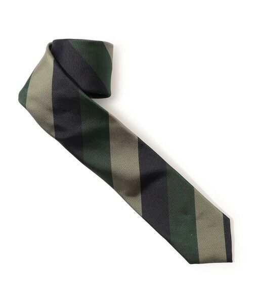 TOMORROWLAND / トゥモローランド ネクタイ | TOMORROWLAND シルク レジメンタルストライプナロータイ（56 カーキ系）