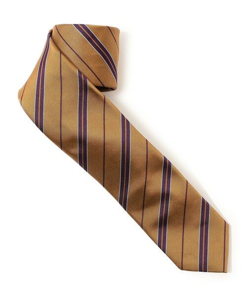 TOMORROWLAND / トゥモローランド ネクタイ | TOMORROWLAND シルク レジメンタルストライプナロータイ（44 イエロー系）