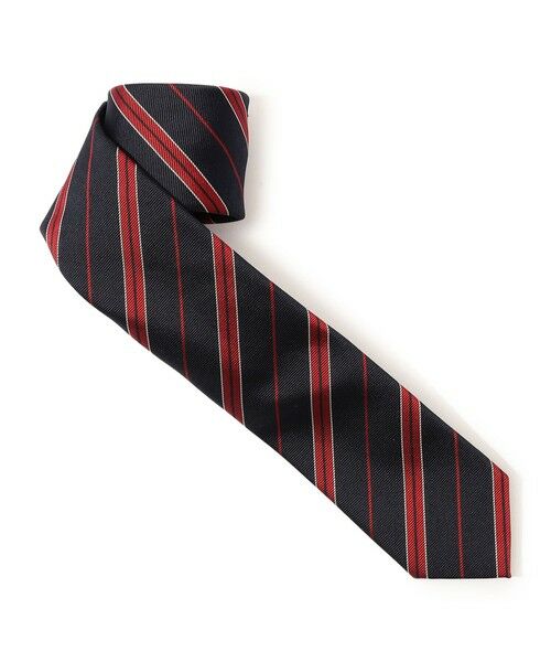 TOMORROWLAND / トゥモローランド ネクタイ | TOMORROWLAND シルク レジメンタルストライプナロータイ（68 ネイビー系）