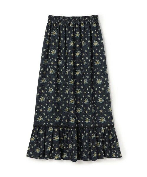 TOMORROWLAND / トゥモローランド ロング・マキシ丈スカート | レーヨンプリント ティアードマキシスカート（18 ネイビー系）