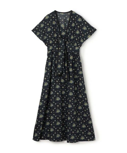 TOMORROWLAND / トゥモローランド ロング・マキシ丈ワンピース | レーヨンプリント フロントノットワンピース（18 ネイビー系）