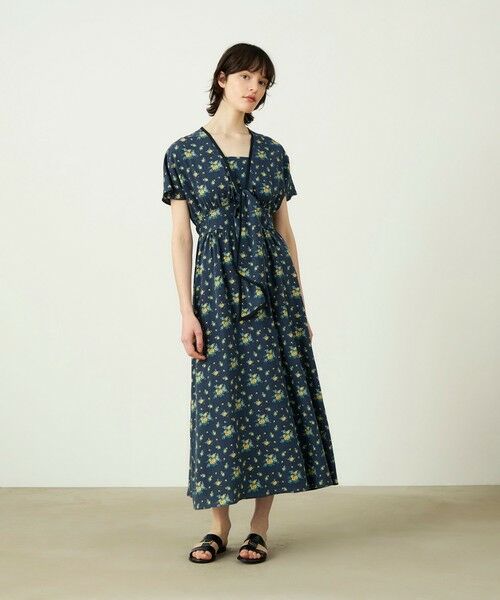 TOMORROWLAND / トゥモローランド ロング・マキシ丈ワンピース | レーヨンプリント フロントノットワンピース | 詳細1