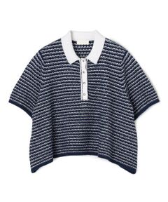 TOMORROWLAND / トゥモローランド ニット・セーター | ファインファンシーボーダー ワイドショートポロ