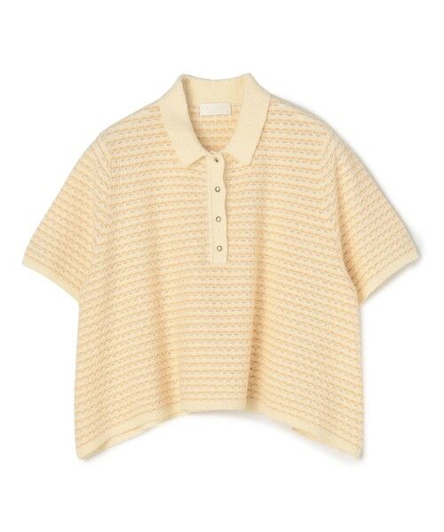TOMORROWLAND / トゥモローランド ニット・セーター | ファインファンシーボーダー ワイドショートポロ（42 ベージュ系）