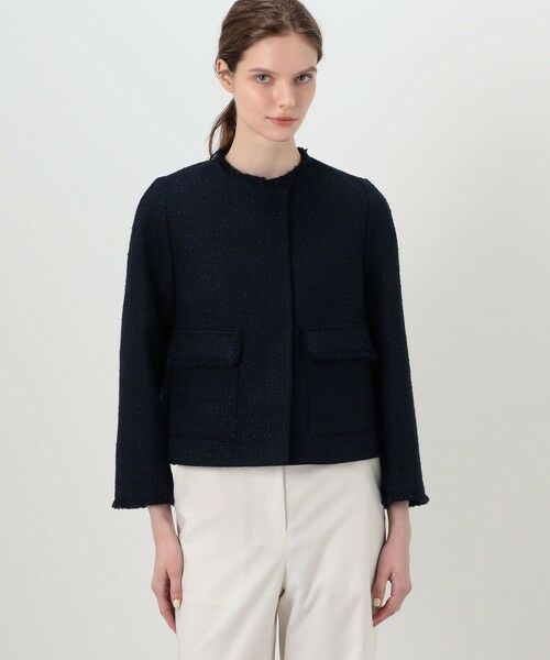 TOMORROWLAND / トゥモローランド ノーカラージャケット | ラメブッチャーツイード セミダブルクルーネックジャケット | 詳細2