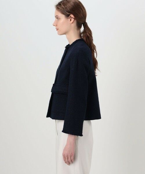 TOMORROWLAND / トゥモローランド ノーカラージャケット | ラメブッチャーツイード セミダブルクルーネックジャケット | 詳細3