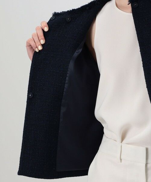 TOMORROWLAND / トゥモローランド ノーカラージャケット | ラメブッチャーツイード セミダブルクルーネックジャケット | 詳細5