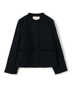 TOMORROWLAND / トゥモローランド ノーカラージャケット | コットンスラブツイード セミダブルクルーネックジャケット