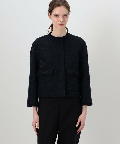 TOMORROWLAND / トゥモローランド ノーカラージャケット | コットンスラブツイード セミダブルクルーネックジャケット | 詳細2