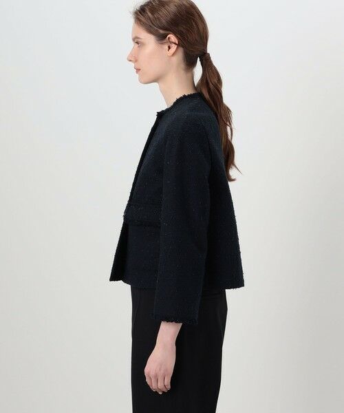 TOMORROWLAND / トゥモローランド ノーカラージャケット | コットンスラブツイード セミダブルクルーネックジャケット | 詳細3