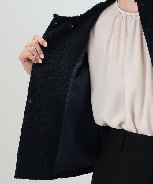 TOMORROWLAND / トゥモローランド ノーカラージャケット | コットンスラブツイード セミダブルクルーネックジャケット | 詳細5