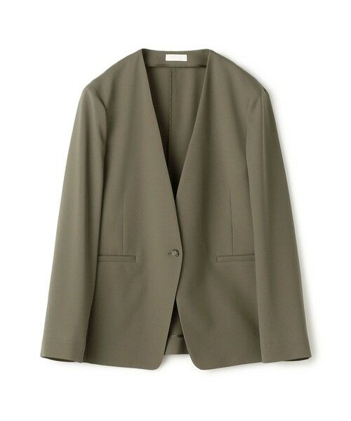 TOMORROWLAND / トゥモローランド ノーカラージャケット | 【WEB先行予約】サブレジョーゼット Vカラー1Bジャケット（57 カーキ）