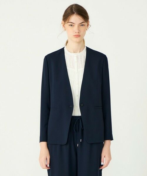 TOMORROWLAND / トゥモローランド ノーカラージャケット | 【WEB先行予約】サブレジョーゼット Vカラー1Bジャケット | 詳細14