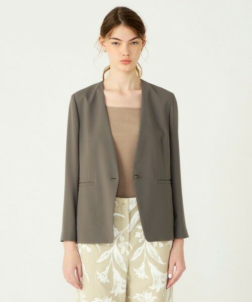 TOMORROWLAND / トゥモローランド ノーカラージャケット | 【WEB先行予約】サブレジョーゼット Vカラー1Bジャケット | 詳細2