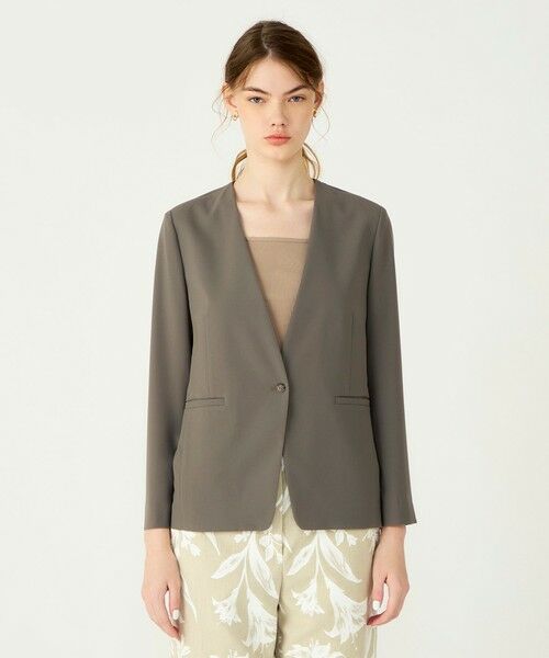 TOMORROWLAND / トゥモローランド ノーカラージャケット | 【WEB先行予約】サブレジョーゼット Vカラー1Bジャケット | 詳細3