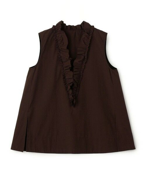 TOMORROWLAND / トゥモローランド シャツ・ブラウス | 【WEB先行予約】コットンタイプライター フリルノースリーブブラウス（49 ダークブラウン）