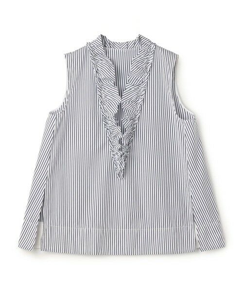 TOMORROWLAND / トゥモローランド シャツ・ブラウス | 【WEB先行予約】コットンタイプライター フリルノースリーブブラウス（68 ネイビー系）