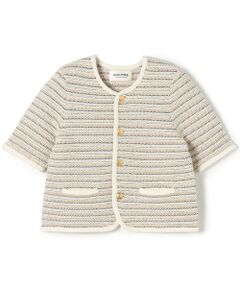 TOMORROWLAND / トゥモローランド ノーカラージャケット | ジャカードボーダー ハーフスリーブジャケット