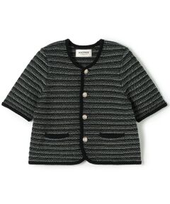 TOMORROWLAND / トゥモローランド ノーカラージャケット | ジャカードボーダー ハーフスリーブジャケット