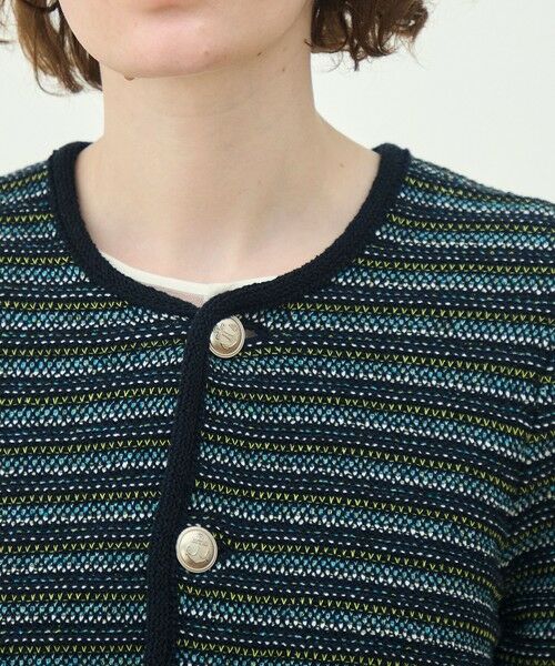 TOMORROWLAND / トゥモローランド ノーカラージャケット | ジャカードボーダー ハーフスリーブジャケット | 詳細6