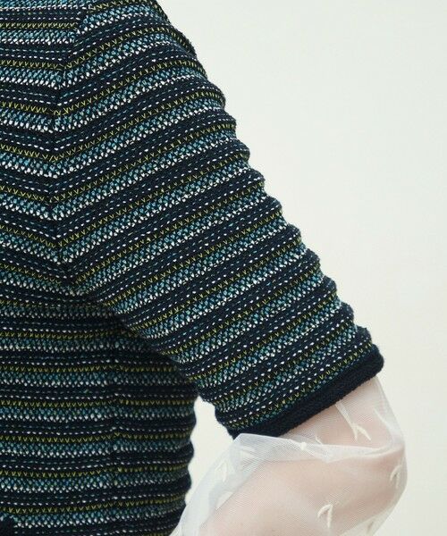 TOMORROWLAND / トゥモローランド ノーカラージャケット | ジャカードボーダー ハーフスリーブジャケット | 詳細8