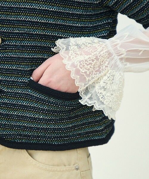 TOMORROWLAND / トゥモローランド ノーカラージャケット | ジャカードボーダー ハーフスリーブジャケット | 詳細9
