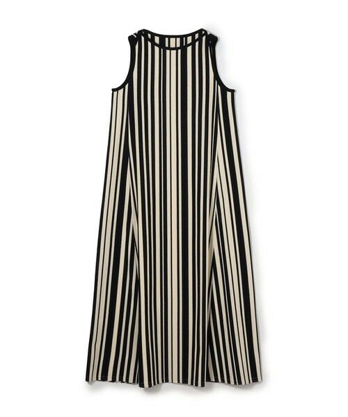 TOMORROWLAND / トゥモローランド ロング・マキシ丈ワンピース | ランダムストライプラッセル ノースリーブワンピース（68 ネイビー系）