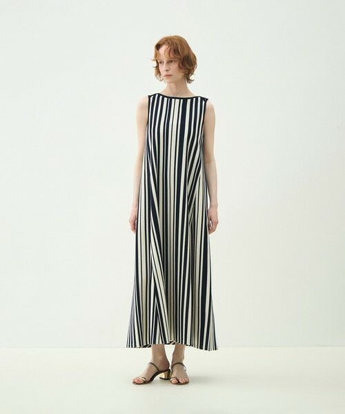 TOMORROWLAND / トゥモローランド ロング・マキシ丈ワンピース | ランダムストライプラッセル ノースリーブワンピース | 詳細1