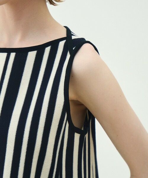 TOMORROWLAND / トゥモローランド ロング・マキシ丈ワンピース | ランダムストライプラッセル ノースリーブワンピース | 詳細6