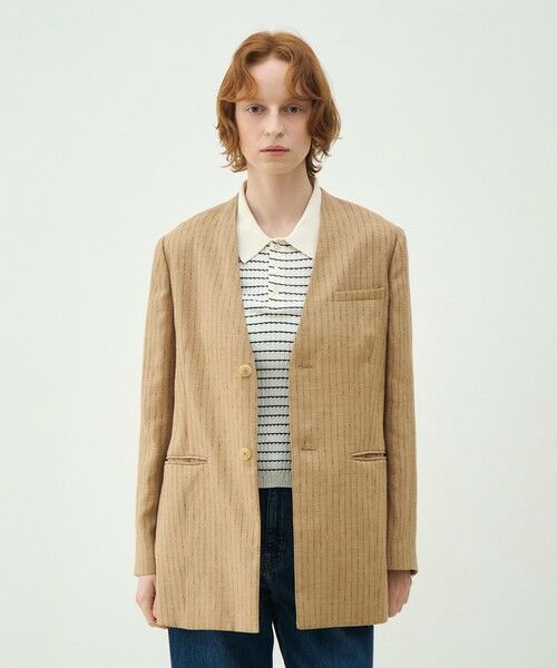 TOMORROWLAND / トゥモローランド ノーカラージャケット | シルクネップリネン ノーカラージャケット | 詳細2