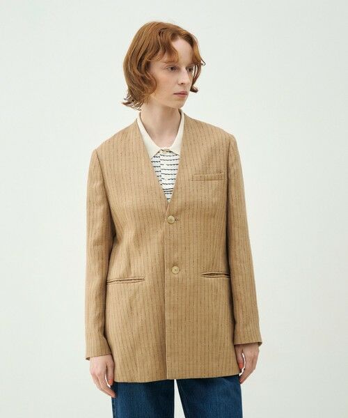 TOMORROWLAND / トゥモローランド ノーカラージャケット | シルクネップリネン ノーカラージャケット | 詳細3