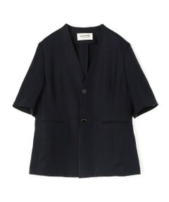 TOMORROWLAND / トゥモローランド ノーカラージャケット | 【WEB先行予約】リネンレーヨンツイル ハーフスリーブジャケット