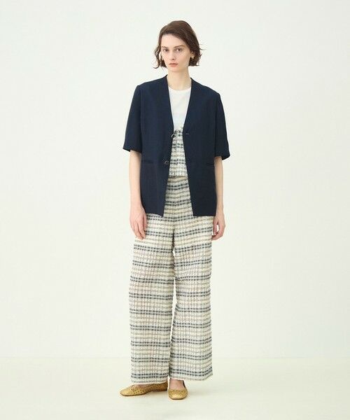 TOMORROWLAND / トゥモローランド ノーカラージャケット | 【WEB先行予約】リネンレーヨンツイル ハーフスリーブジャケット | 詳細13