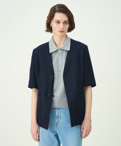 TOMORROWLAND / トゥモローランド ノーカラージャケット | 【WEB先行予約】リネンレーヨンツイル ハーフスリーブジャケット | 詳細2