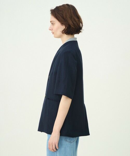 TOMORROWLAND / トゥモローランド ノーカラージャケット | 【WEB先行予約】リネンレーヨンツイル ハーフスリーブジャケット | 詳細4