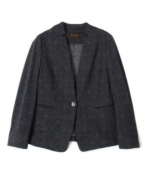 TOMORROWLAND / トゥモローランド ノーカラージャケット | メランジジャージー キザミカラージャケット(68 ネイビー系)