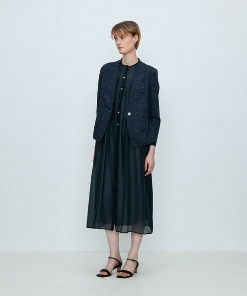 TOMORROWLAND / トゥモローランド ノーカラージャケット | メランジジャージー キザミカラージャケット | 詳細1