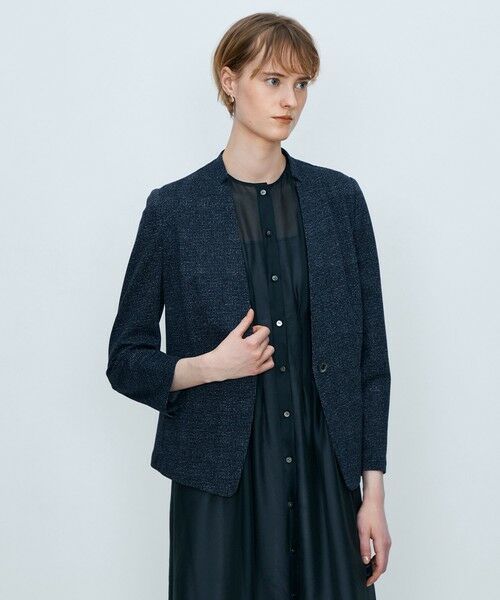 TOMORROWLAND / トゥモローランド ノーカラージャケット | メランジジャージー キザミカラージャケット | 詳細2