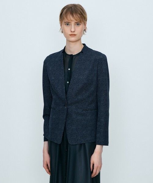 TOMORROWLAND / トゥモローランド ノーカラージャケット | メランジジャージー キザミカラージャケット | 詳細3