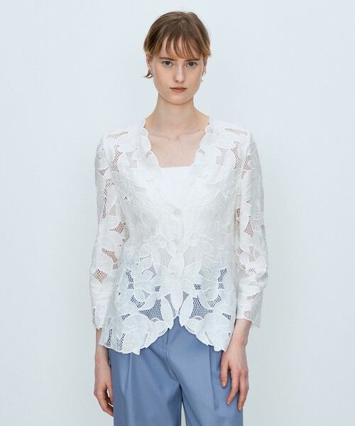 TOMORROWLAND / トゥモローランド ノーカラージャケット | フィグリーフエンブロイダリー カラーレスジャケット | 詳細2