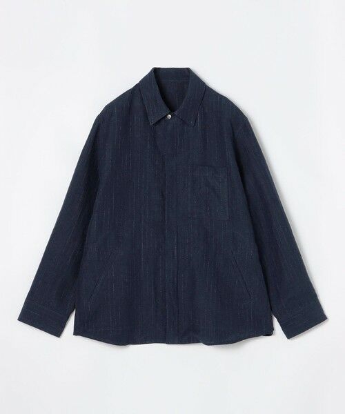 TOMORROWLAND / トゥモローランド ブルゾン | マリンカナパストライプ ジップアップシャツブルゾン（68 ネイビー系）