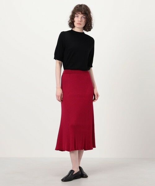 TOMORROWLAND / トゥモローランド ミニ・ひざ丈スカート | ウールポリエステルリブ パネルフレアスカート | 詳細1