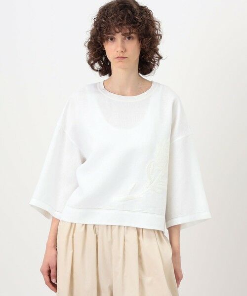 TOMORROWLAND / トゥモローランド シャツ・ブラウス | リブコンビフレンチリネンエンブロイダリー クルーネックブラウス | 詳細2