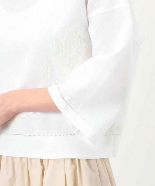 TOMORROWLAND / トゥモローランド シャツ・ブラウス | リブコンビフレンチリネンエンブロイダリー クルーネックブラウス | 詳細7