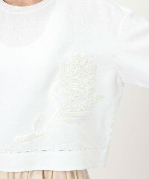 TOMORROWLAND / トゥモローランド シャツ・ブラウス | リブコンビフレンチリネンエンブロイダリー クルーネックブラウス | 詳細9