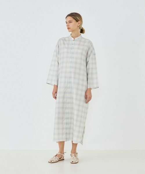TOMORROWLAND / トゥモローランド ロング・マキシ丈ワンピース | サンライズオンブレチェック スタンドカラーワンピース | 詳細1