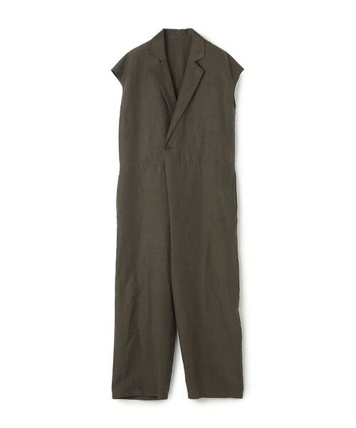 TOMORROWLAND / トゥモローランド サロペット・オールインワン | リネンキュプラシルクコンパクト チェスターカラーオールインワン(47 ブラウン)