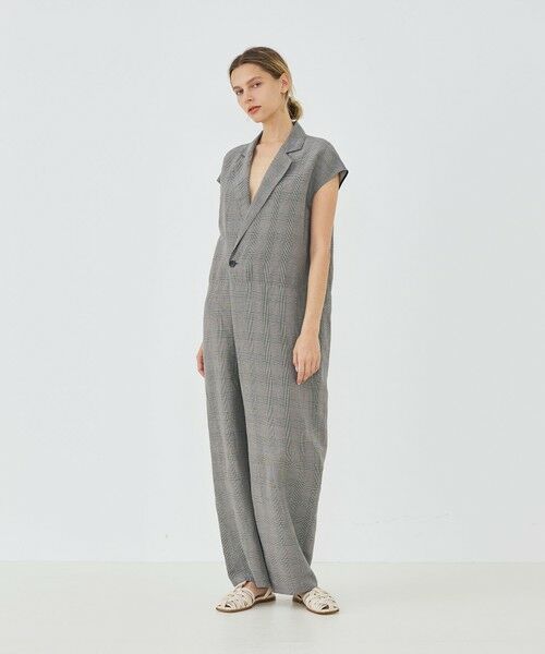 TOMORROWLAND / トゥモローランド サロペット・オールインワン | リネンキュプラシルクコンパクト チェスターカラーオールインワン | 詳細1